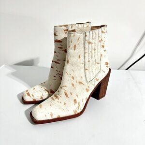 Sam Edelman Cow Print Heeled Booties